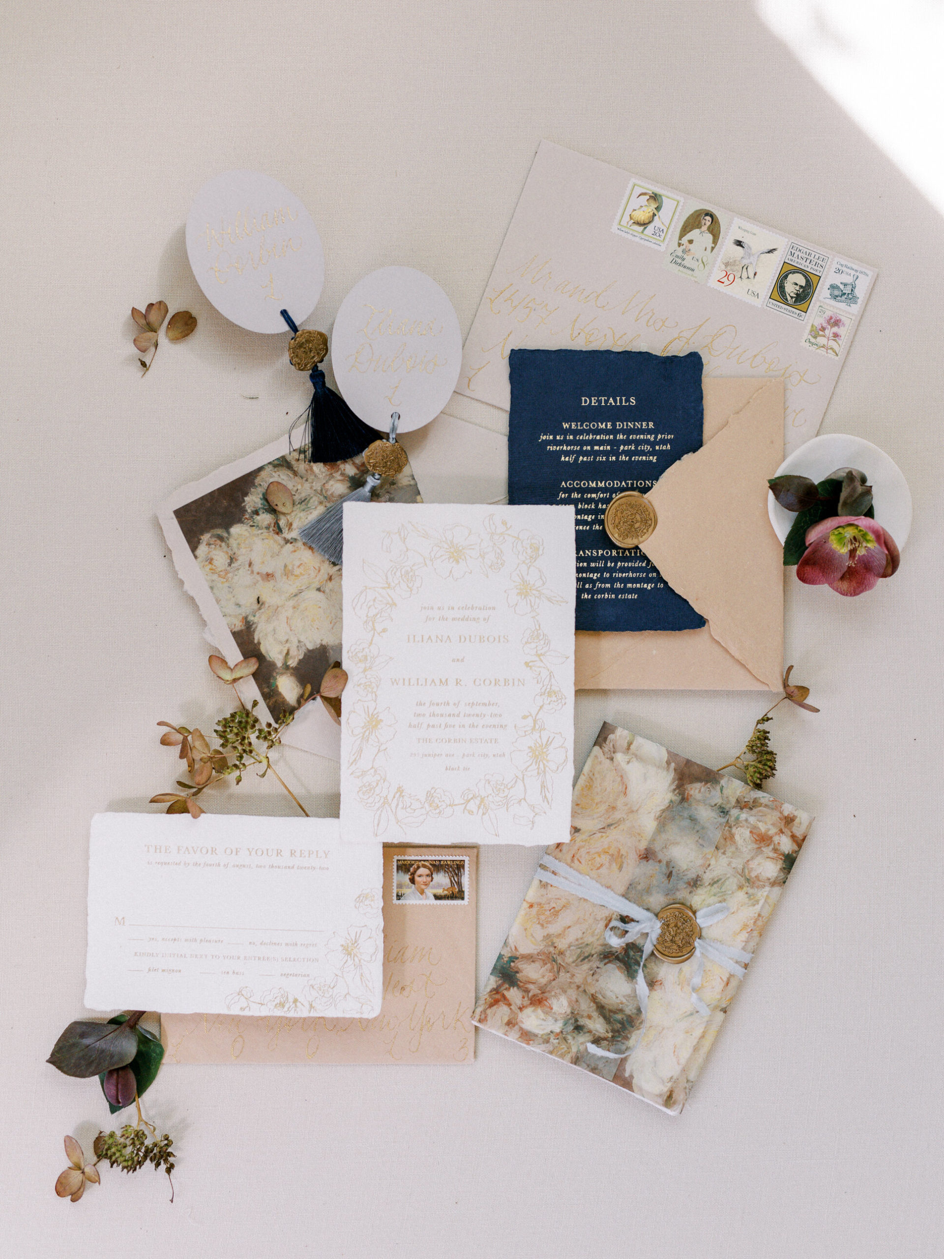 Custom wedding invitation for a luxury wedding