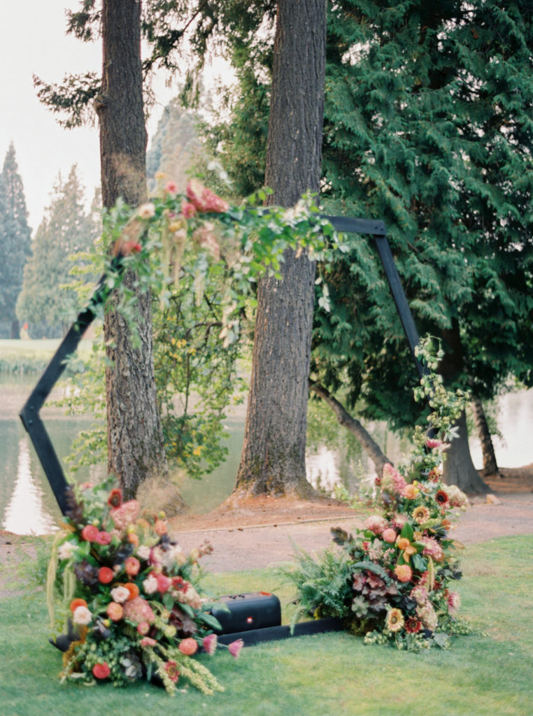 Garden Wedding floral arch designed at Crystal Springs Garden. 